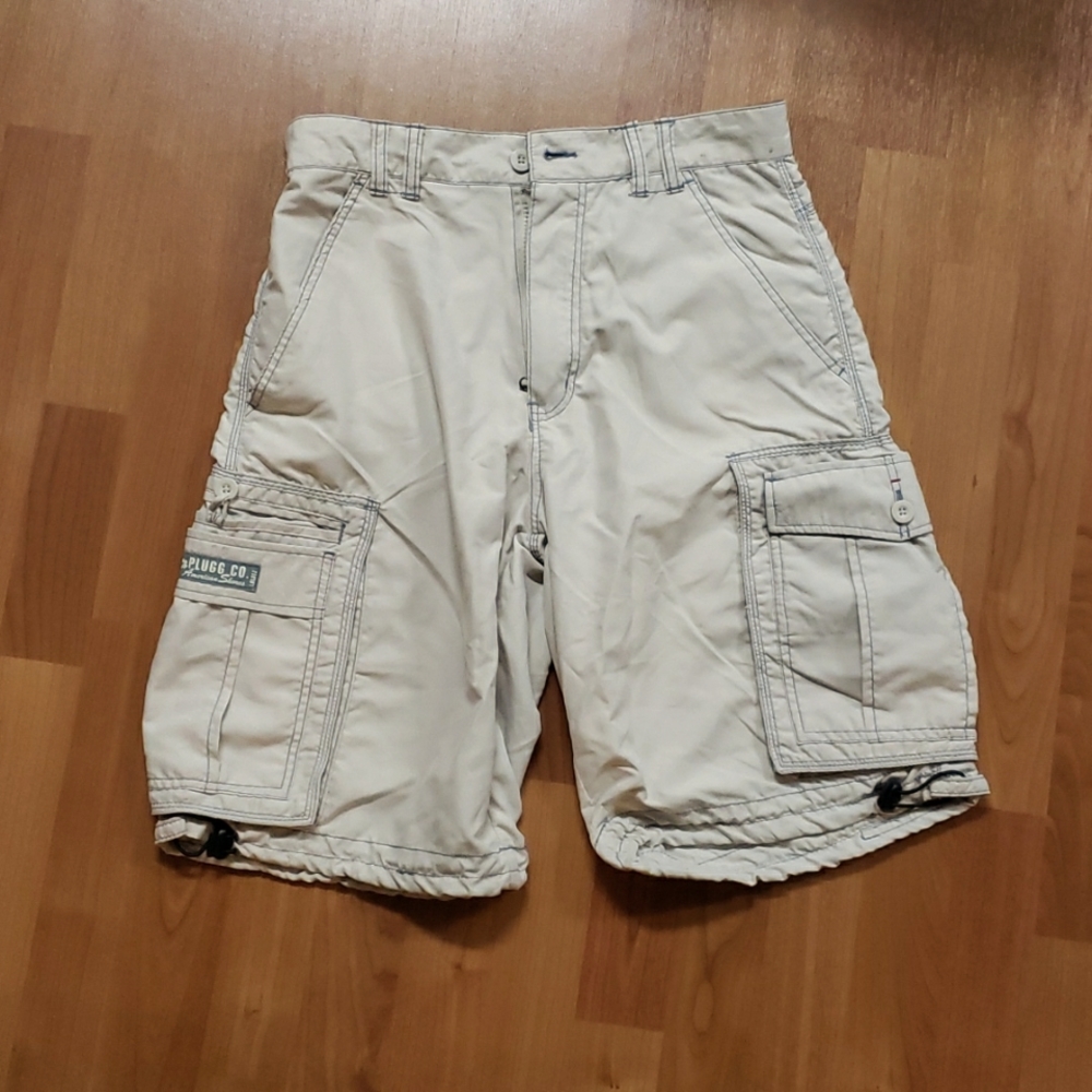 Plugged Co. Mens Beige Swim Trunks, size 29" waist, long